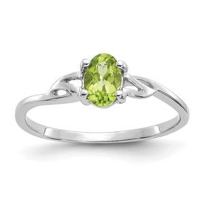 14k White Gold Peridot August Birthstone Ladies Ring (Size 7)